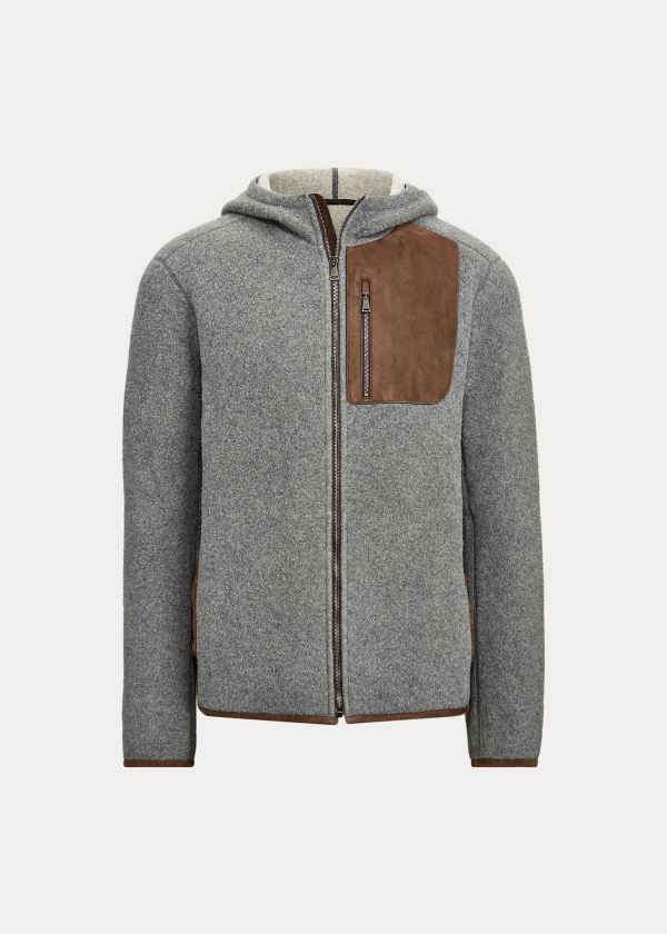 Ralph Lauren Suede-Trim Full-Zip Hættetrøje Herre Danmark (QAPZY3120)